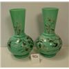 Image 1 : Pr of BRISTOL-STYLE Vases w/HP Flowers