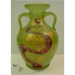 Turn of the Century GREEN GLASS VASE