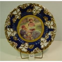 LIMOGES China Portrait Plate in Cobalt