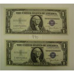 1935D Silver Certificates 2 Consecutive