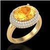 Image 1 : 4 CTW Citrine & Micro Pave VS/SI Diamond Ring 18K Yellow Gold - REF-98N5Y - 20912