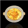 Image 2 : 4 CTW Citrine & Micro Pave VS/SI Diamond Ring 18K Yellow Gold - REF-98N5Y - 20912