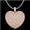 Image 1 : 1.0 Designer CTW Micro Pave VS/SI Diamond Heart Necklace 14K Rose Gold - REF-87N3Y - 20489