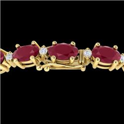 30.8 CTW Ruby & VS/SI Certified Diamond Eternity Bracelet 10K Yellow Gold - REF-217H5A - 29460