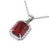 Image 1 : 6 CTW Garnet And Micro Pave VS/SI Diamond Halo Necklace 18K White Gold - REF-50W9F - 21361