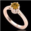 Image 1 : 0.81 CTW Intense Fancy Yellow Diamond Engagement Art Deco Ring 18K Rose Gold - REF-127K3W - 37337