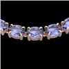 Image 1 : 56 CTW Tanzanite Eternity Designer Inspired Tennis Necklace 14K Rose Gold - REF-631W3F - 23410