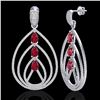 Image 2 : 4 CTW Ruby & Micro Pave VS/SI Diamond Designer Earrings 18K White Gold - REF-307Y3K - 22457