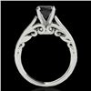 Image 2 : 1 CTW Certified VS Black Diamond Solitaire Ring 10K White Gold - REF-44H5A - 35140