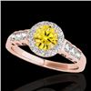 Image 1 : 1.55 CTW Certified Si/I Fancy Intense Yellow Diamond Solitaire Halo Ring 10K Rose Gold - REF-180F2N 
