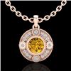 1.01 CTW Intense Fancy Yellow Diamond Art Deco Stud Necklace 18K Rose Gold - REF-136T4M - 37708