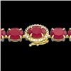 23.25 CTW Ruby & VS/SI Diamond Eternity Tennis Micro Halo Bracelet 14K Yellow Gold - REF-154Y5K - 40