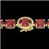 17.25 CTW Pink Tourmaline & VS/SI Diamond Micro Halo Bracelet 14K Yellow Gold - REF-218Y2K - 40243