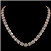 33.25 CTW Sky Topaz & Diamond Halo Necklace 10K Rose Gold - REF-501Y5K - 40431