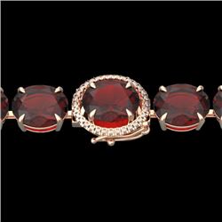 65 CTW Garnet & Micro Pave VS/SI Diamond Halo Designer Bracelet 14K Rose Gold - REF-233X3T - 22259