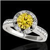 Image 1 : 1.5 CTW Certified Si/I Fancy Intense Yellow Diamond Solitaire Halo Ring 10K White Gold - REF-180F2N 