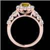 Image 2 : 2.9 CTW Certified Si/I Fancy Intense Yellow Diamond Solitaire Halo Ring 10K Rose Gold - REF-358A5X -