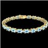 Image 2 : 10 CTW Aquamarine & VS/SI Diamond Eternity Bracelet 10K Yellow Gold - REF-102A2X - 21441
