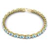 Image 4 : 10 CTW Aquamarine & VS/SI Diamond Eternity Bracelet 10K Yellow Gold - REF-102A2X - 21441