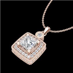 0.91 CTW Princess VS/SI Diamond Art Deco Stud Necklace 18K Rose Gold - REF-145W5F - 37131