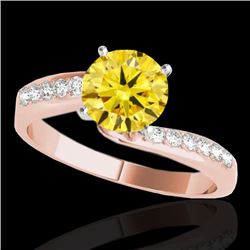 1.15 CTW Certified Si Intense Yellow Diamond Bypass Solitaire Ring 10K Rose Gold - REF-178M2H - 3507