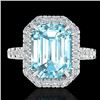 6.03 CTW Sky Blue Topaz & Micro Pave VS/SI Diamond Halo Ring 18K White Gold - REF-61K8W - 21420