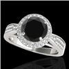2.15 CTW Certified VS Black Diamond Solitaire Halo Ring 10K White Gold - REF-96A4X - 34417