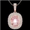 2.75 CTW Morganite & Micro Pave VS/SI Diamond Halo Necklace 14K Rose Gold - REF-85K8W - 20415