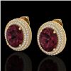 Image 1 : 9 CTW Garnet & Micro Pave VS/SI Diamond Earrings 18K Yellow Gold - REF-153H5A - 20227