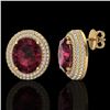 Image 2 : 9 CTW Garnet & Micro Pave VS/SI Diamond Earrings 18K Yellow Gold - REF-153H5A - 20227