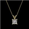 Image 4 : 1 CTW Certified VS/SI Quality Princess Diamond Solitaire Necklace 10K Yellow Gold - REF-265W3F - 331