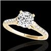 Image 1 : 1.45 CTW H-SI/I Certified Diamond Solitaire Ring 10K Yellow Gold - REF-163K5W - 34981
