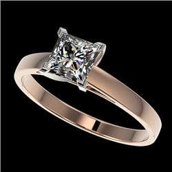 1 CTW Certified VS/SI Quality Princess Diamond Engagement Ring 10K Rose Gold - REF-297K2W - 32995