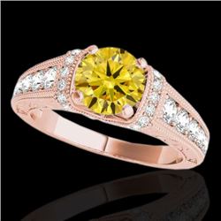 1.75 CTW Certified Si Intense Yellow Diamond Solitaire Antique Ring 10K Rose Gold - REF-218Y2K - 347