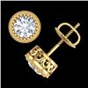 Image 4 : 1.09 CTW VS/SI Diamond Solitaire Art Deco Stud Earrings 18K Yellow Gold - REF-202W8F - 36889