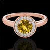 Image 1 : 1.15 CTW Certified Si/I Fancy Intense Yellow Diamond Solitaire Halo Ring 10K Rose Gold - REF-152T8M 