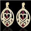 Image 1 : 7 CTW Ruby & Micro Pave VS/SI Diamond Heart Earrings Designer 18K Yellow Gold - REF-381M8H - 21159