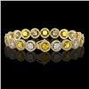 Image 2 : 13.76 CTW Canary Yellow & White Diamond Designer Bracelet 18K Yellow Gold - REF-1948W4F - 42601