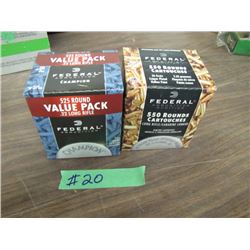 lot of 1000 and 75 rounds 22 long rifle ammo