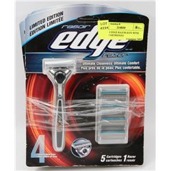 LOT OF 4 EDGE RAZOR KITS WITH EXTRA CARTRIDGES