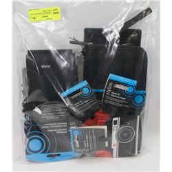 BAG OF ASSORTED LUGGAGE TAGS AND TRAVEL CASES