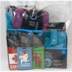 BAG OF ASSORTED LUGGAGE TAGS AND TRAVEL CASES