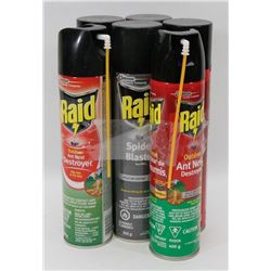 6 CANS OF ASSORTED RAID