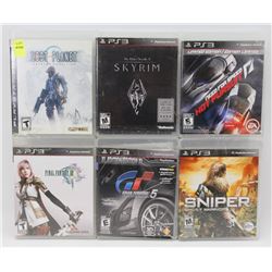 LOT OF 6 PLAYSTATION 3 GAMES INCLUDING SKYRIM,