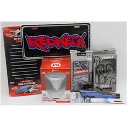 LARGE LOT OF NEW ITEMS INCLUDING STEREO HEADPHONES