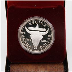 1982 CANADIAN PROOF SILVER DOLLAR IN DISPLAY