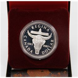 1982 CANADIAN PROOF SILVER DOLLAR IN DISPLAY