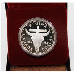 1982 CANADIAN PROOF SILVER DOLLAR IN DISPLAY