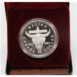 1982 CANADIAN PROOF SILVER DOLLAR IN DISPLAY
