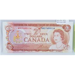 1974 UNCIRCULATED CANADIAN 2 DOLLAR BILL